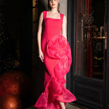 ALEXIS RUFFLE FISHTAIL HI LO GOWN B71D12HL