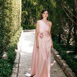 JUSTINE ONE SHOULDER CAPE GOWN B76D46L