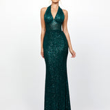 SHAYLYN SEQUIN HALTER GOWN B79D08L
