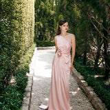 JUSTINE ONE SHOULDER CAPE GOWN B76D46L