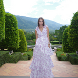 VIOLETA TIERED PRINT GOWN B76D44L