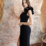 KRISTI ONE SHOULDER GOWN BL63D29L - NAVY