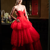 SYDNEY PLEATED TULLE TIERED BALL GOWN B70D15L