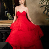 SYDNEY PLEATED TULLE TIERED BALL GOWN B70D15L