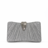 ALVENA PLEATED GLITTER SILVER CLUTCH 0220A