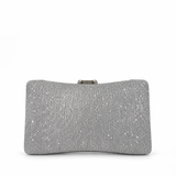 ALVENA PLEATED GLITTER SILVER CLUTCH 0220A