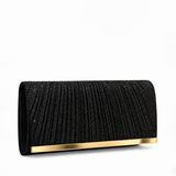 ATHENA PLEATED GLITTER BLACK CLUTCH 1136