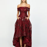JESSIE OFF SHOULDER MESH BALL GOWN B33D41HL