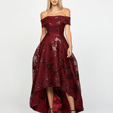 JESSIE OFF SHOULDER MESH BALL GOWN B33D41HL