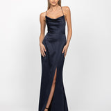 STEPHANIE COWL DRAPED SATIN GOWN B34D15L