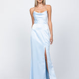 STEPHANIE COWL DRAPED SATIN GOWN B34D15L