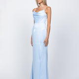 STEPHANIE COWL DRAPED SATIN GOWN B34D15L