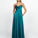 DIAMOND COWL WRAP GOWN B43D11LW