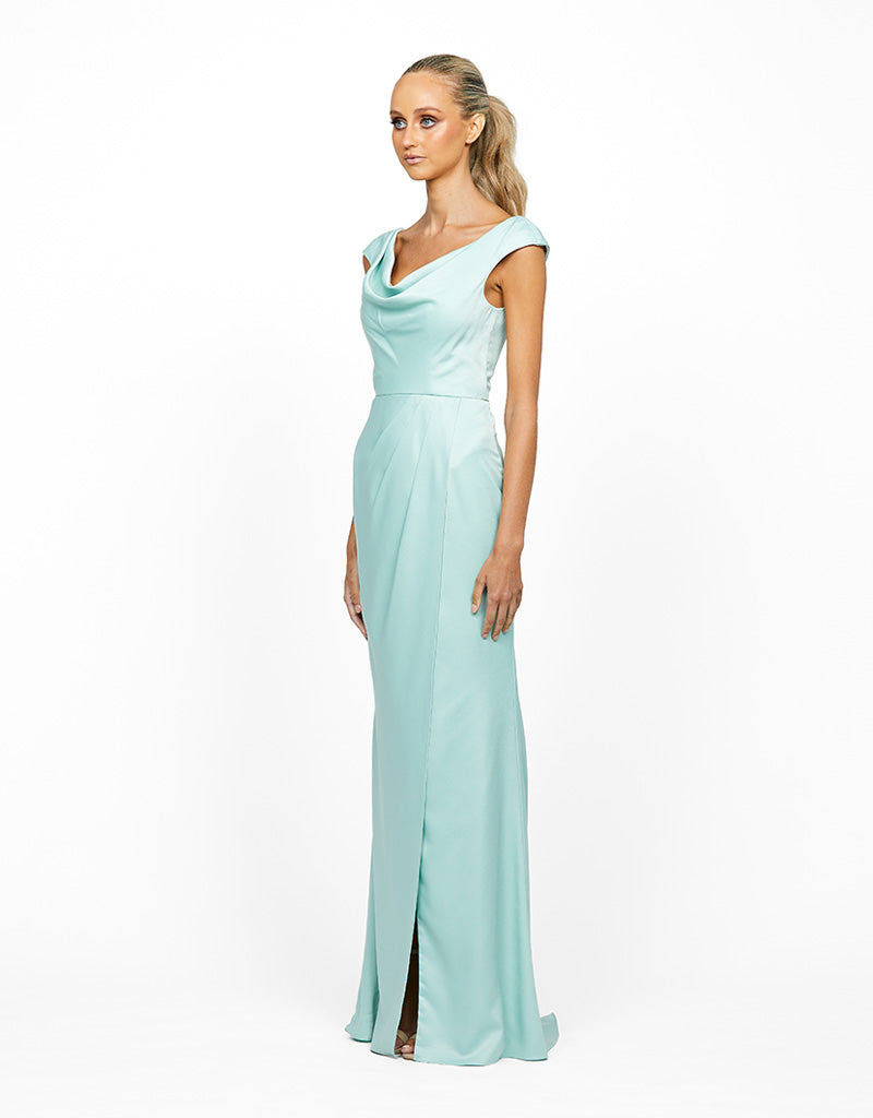 IN BLOOM DRAPED COWL NECK GOWN B55D26L