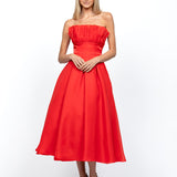 ITZI RUFFLED TEA LENGTH MIDI B56D31S