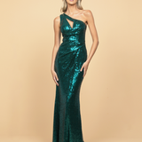 ISOBEL ONE SHOULDER CUT OUT GOWN WITH TRAIN B58AD09LT