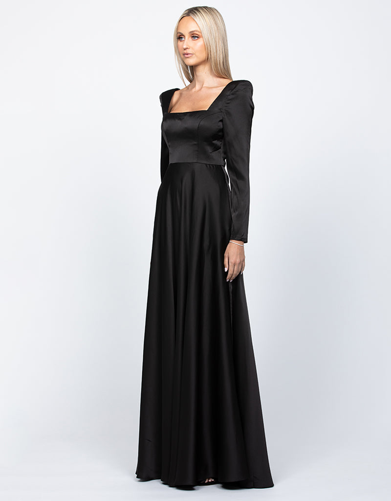 CHARMAINE SQUARED NECKLINE LONG SLEEVE A LINE GOWN B60D07L