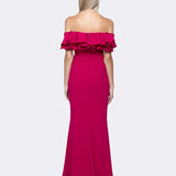 WAVERLY OFF SHOULDER RUFFLE GOWN SAMPLE B64D12L