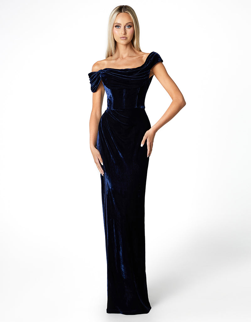 DELPHINE ASYMMETRIC DRAPED GOWN B66D16L