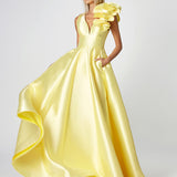 MIRELLA V NECK RUFFLE GOWN B81D51L