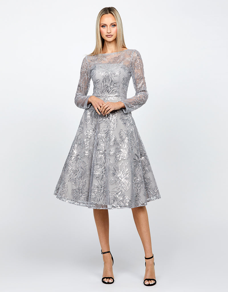 AKARA LONG SLEEVE A LINE MIDI B67D01S
