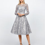 AKARA LONG SLEEVE A LINE MIDI B67D01S