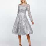 AKARA LONG SLEEVE A LINE MIDI B67D01S