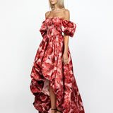 JAIKE BALLOON SLEEVE HI LOW GOWN B67D07HL