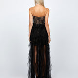 YMAN SHEER FRILL GOWN B67D25L