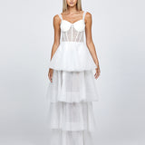 ELVYRA CRYSTAL ORGANZA TIERED GOWN B68D24L