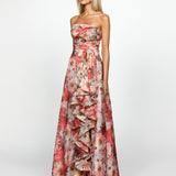 SAMPLE BLAIRE STRAPLESS CASCADING RUFFLE GOWN SAMPLE B69D13L