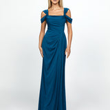 EMERY KNOTTED OFF SHOULDER COWL GOWN B69D18L