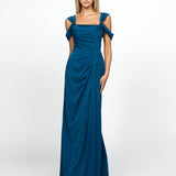 EMERY KNOTTED OFF SHOULDER COWL GOWN B69D18L