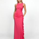 RAELYNN HIGH NECK FRILL GOWN B69D19L