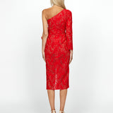 SAMPLE NURA ONE SHOULDER ROSETTE LACE MIDI SAMPLE B69D23S