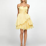 SAMPLE NOEL STRAPLESS ASYMMETRIC FRILL MINI SAMPLE B69D25S