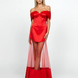 SAMPE MCKENZIE OFF SHOULDER SHEER GOWN SAMPLE B69D28L