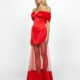SAMPE MCKENZIE OFF SHOULDER SHEER GOWN SAMPLE B69D28L