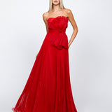 AMAIA PLEATED STRAPLESS BALL GOWN B69D33L