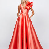 CECE RUFFLE SHOULDER GOWN B71D04L