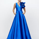 CECE RUFFLE SHOULDER GOWN B71D04L