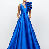 CECE RUFFLE SHOULDER GOWN B71D04L