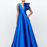 CECE RUFFLE SHOULDER GOWN B71D04L