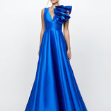 CECE RUFFLE SHOULDER GOWN B71D04L