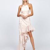 BRIELLA CASCADING FRILL HI LO GOWN B71D08HL