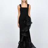 ALEXIS RUFFLE FISHTAIL HI LO GOWN B71D12HL
