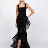 ALEXIS RUFFLE FISHTAIL HI LO GOWN B71D12HL
