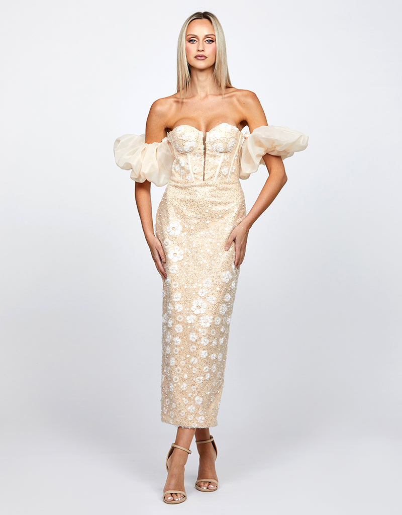 ASTER EMBROIDERED COLUMN MIDI B72D61S