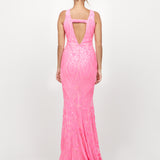 HARITA V NECK FISHTAIL GOWN B73D03L