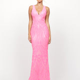 HARITA V NECK FISHTAIL GOWN B73D03L